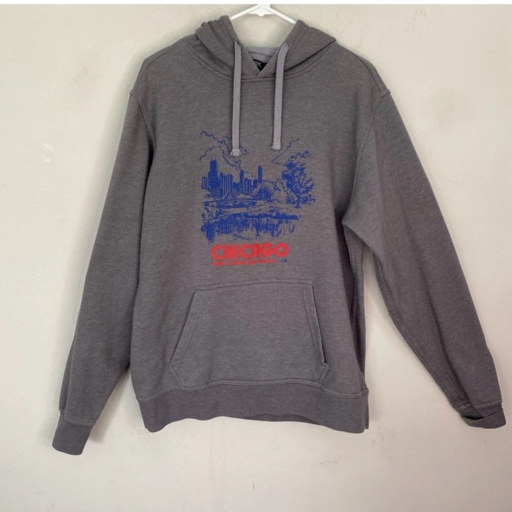 The North Face Chicago Gray Graphic Hoodie Men’s M Fleece outdoors